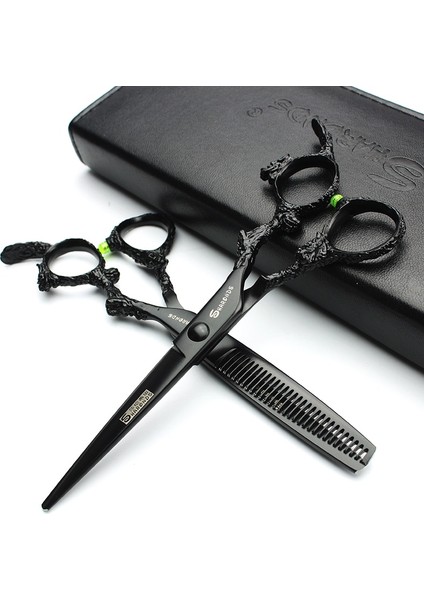 6 Inç Inceltme Sharonds 6/7/8/9 Inç Gümüş Siyah Ejderha Kolu Salon Kuaförlük Makas Yüksek Kalite 440C Çelik Profesyonel Saç Makası (Yurt Dışından) modelleri