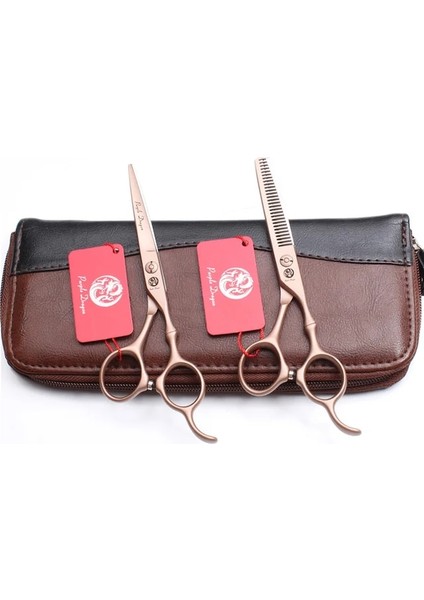 Z9030 Jin D 6yy 6ın.17.5 cm 440C Mor Ejderha Gül Altın Kuaförlük Makas Inceltme Makası Kesme Makas Profesyonel Saç Makas Z9030 (Yurt Dışından)