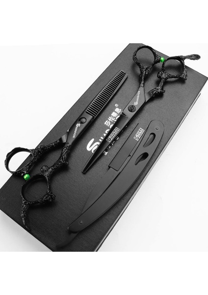 6 Inç Kesme Sharonds 6/7/8 Gümüş Siyah Ejderha Kolu Kuaför Kuaförlük Makas Yüksek Kalite 440C Çelik Profesyonel Kesme Makası (Yurt Dışından) indirimleri