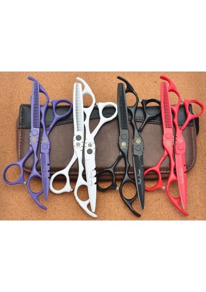 C1 Add G1 511 # Marka Mor Ejderha 5.5 '' Kuaförlük Makas 440C Siyah/kırmızı/beyaz Berber Kesme Makası Inceltme Makası Saç Makası (Yurt Dışından)