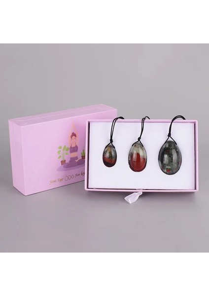 Kutu ile 3 Yumurta 3 Adet/takım Doğal Malzeme Yoni Yumurta Kadın Kegel Egzersiz Yeşim Yumurta Vajinal Kas Sıkma Kegel Yumurta Hijyen Bakımı Ben Wa Topu (Yurt Dışından)