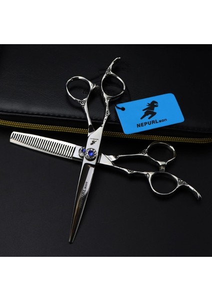 NS-118C Çantası Olmadan Nepurlson 6 Inç Salon Sol El Kuaförlük Makas 440C Japonya Çelik Profesyonel Berber Saç Kesme Inceltme Makas (Yurt Dışından) modelleri