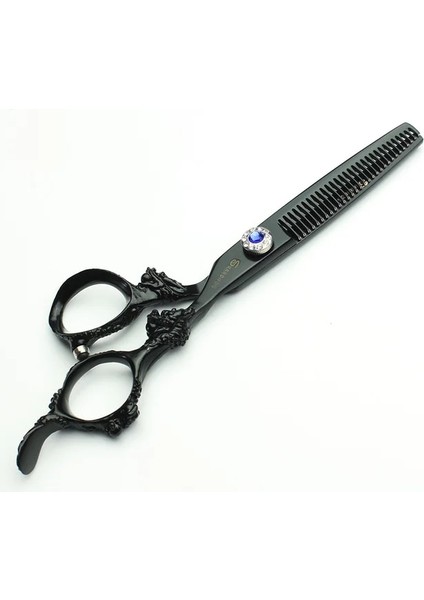 6 Inç Inceltme Siyah Ejderha Kuaförlük Makas 7 & 6 & 5.5 Inç Salon Profesyonel Kuaförlük Kesme Makası ve Inceltme Makası Seti (Yurt Dışından)