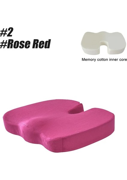 2-Gül Kırmızı Seyahat Kuyruk Sokumu Koltuk Minderi Bellek Köpük U-Şekilli Yastık Sandalye Minderi Pedi Araba Ofis Kalça Desteği Masaj Ortopedik Yastık (Yurt Dışından) fiyatları