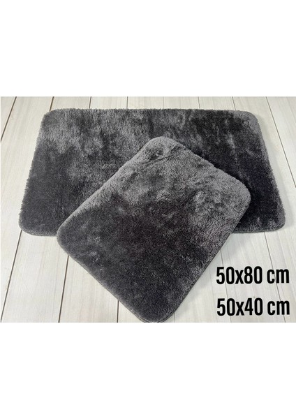 2 Li Post Peluş Banyo Paspası Banyo Halısı 50x80 cm 50x40