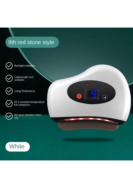 9 Beyaz (Kırmızı) 110V, USB Güzellik Aracı Elektronik Gua Sha Kurulu Yüz Boyun Cilt Yaşlanma Karşıtı Yüz Masajı (Yurt Dışından)