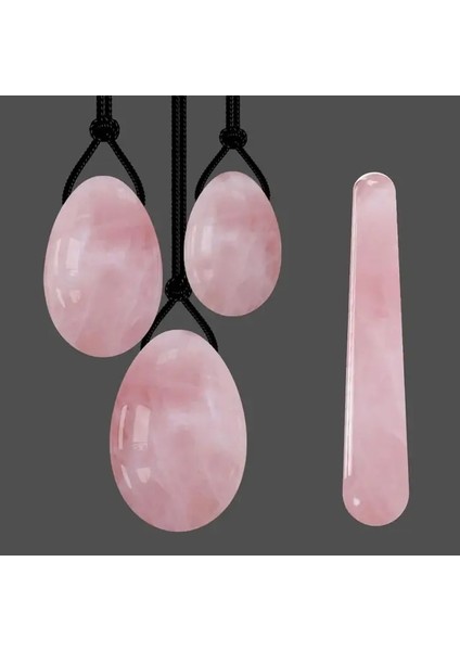 Delinmiş Set Hiçbir Kutu Gül Kuvars Yoni Yumurta Yeşim Yumurta Kadın Kegel Egzersiz Yeşim Masaj Vajinal Kaslar Sıkma Topu Kristal Kegel Yumurta Yoni Değnek (Yurt Dışından)