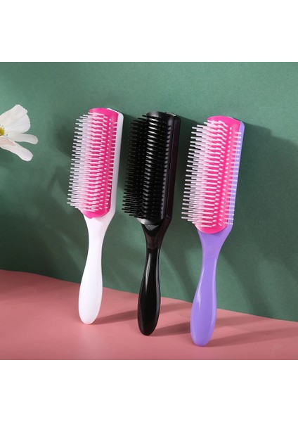 Beyaz 9 Satırlar Şekillendirici Saç Fırçası Düz Kıvırcık Saç Dolaşık Açıcı Tarak Salon Fırçası (Yurt Dışından)