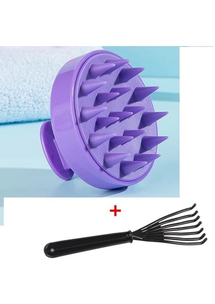 Purple3 Silikon Şampuan Fırça Kafası Saç Derisi Masaj Tarak Saç Yıkama Tarağı Vücut Masaj Fırçası Banyo Duş Fırçası Salon Kuaförlük Aracı (Yurt Dışından)