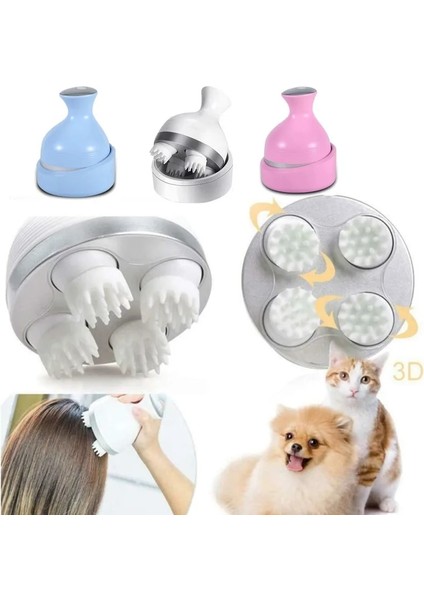 Beyaz Elektrikli Kafa Masajı Pet Kedi Köpek Masajı Titreşimli Kafa Derisi Vücut Derin Masaj Saç Dökülmesini Önlemek Stres Rahatlatmak Şarj Edilebilir (Yurt Dışından)