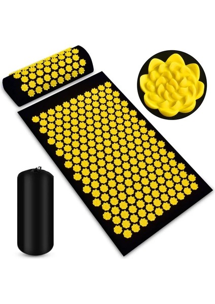 Sarı Set (3 Parça) 3 Adet Masaj Vücut Aplikatörü Akupunktur Yoga Minderi Sensi Pilates Mat Iğneli Ayak Masajı Yastık Spor Boyun Bel Için (Yurt Dışından)