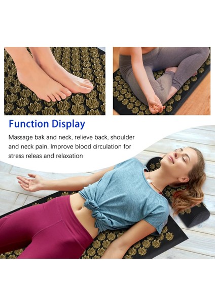Sarı Set (3 Parça) 3 Adet Masaj Vücut Aplikatörü Akupunktur Yoga Minderi Sensi Pilates Mat Iğneli Ayak Masajı Yastık Spor Boyun Bel Için (Yurt Dışından)