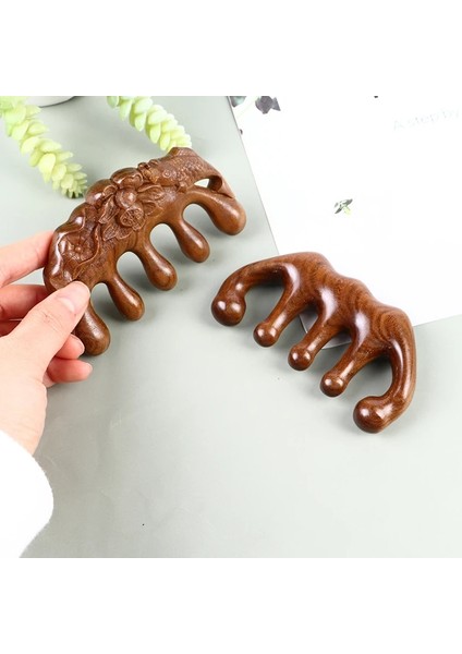 Kafa Meridyen Masaj Tarak Sandal Ağacı Dört/beş Geniş Diş Tarağı Akupunktur Tedavisi Kan Dolaşımı Anti-Statik Pürüzsüz Saç (Yurt Dışından) indirimleri