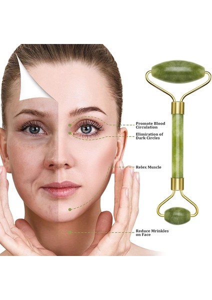 Gül Kırmızı 2/3 Adet Doğal Taş Gua Sha Yüz Masaj Seti Guaj Kazıyıcı Arka Boyun Scratcher Masajı Yüz Masaj Aletleri Yeşim Rulo (Yurt Dışından)