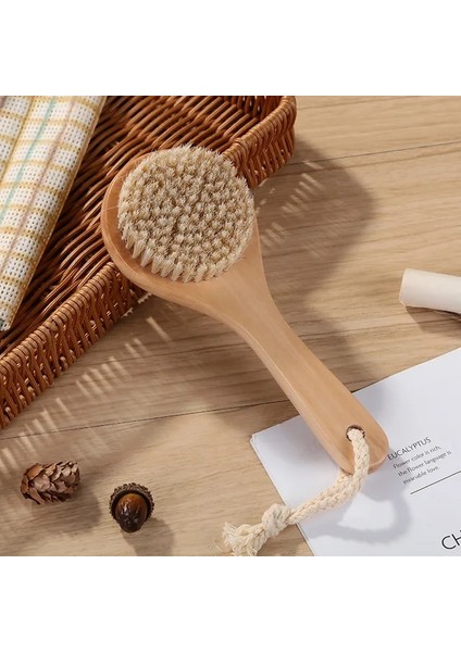 20X8 cm Kısa Fırça Kuru Cilt Ahşap Vücut Fırçası Eksfoliasyon Doğal Kıl Sırt Fırçası Masaj Banyo Duş Geri Spa Scrubber Kuru Masaj Fırça Araçları (Yurt Dışından)