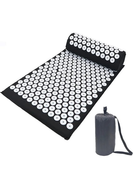 Siyah Çantalı Set Masaj Yastığı Masaj Yoga Minderi Aküpresür Stres Giderici Sırt Vücut Ağrısı Başak Mat Akupunktur Masaj Yoga Minderi Gevşeme (Yurt Dışından)
