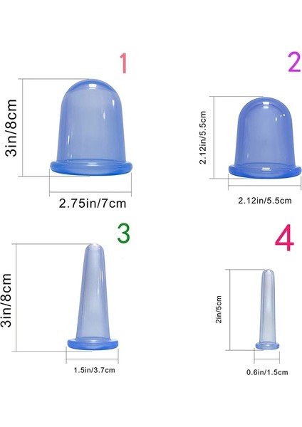 4 Adet Açık Mor 2/4 Adet Vakum Çukurluğu Kutular Masaj Ventosa Selülit Vantuz Çin Vantuz Yüz Boyun Masaj Kutuları Anti Selülit (Yurt Dışından)