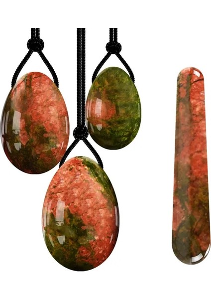 Yumurta-Değnek Hiçbir Kutu Unakite Yoni Yumurta Masajı Ben Wa Topu Yoni Değnek Kadınlar Için Pelvik Taban Kas Kegel Egzersiz Doğal Yeşim Taşı Yoni Yumurta Seti (Yurt Dışından)