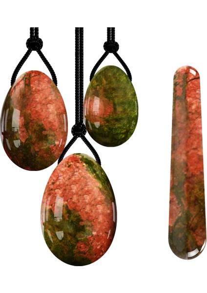 Yumurta-Değnek Hiçbir Kutu Unakite Yoni Yumurta Masajı Ben Wa Topu Yoni Değnek Kadınlar Için Pelvik Taban Kas Kegel Egzersiz Doğal Yeşim Taşı Yoni Yumurta Seti (Yurt Dışından)
