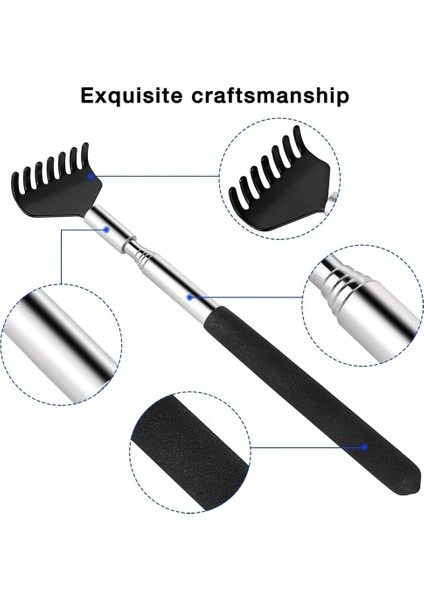 Kırmızı 1 Adet Metal Geri Scratcher Teleskopik Tpr Kauçuk Saplı Çelik Geniş Pençe, Yüz Kafa Derisi Popo Scratcher Sırt Masajı Aracı (Yurt Dışından)