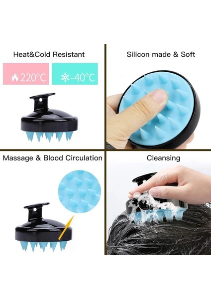 Siyah Silikon Şampuan Saç Derisi Saç Masajı Kafa Vücut Saç Derisi Masaj Fırçası Tarak Saç Yıkama Tarağı Duş Fırçası Banyo Spa Masaj Fırçası (Yurt Dışından) indirimleri