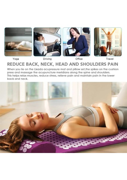 3 Adet-Mor Shiatsu Akupunktur Yoga Mat Sırt Ağrısını Rahatlatmak Kuznetsov'un Aplikatör Ayak Masaj Yastığı Masaj Yastığı Yastık Seti Sivri Uçlu (Yurt Dışından)