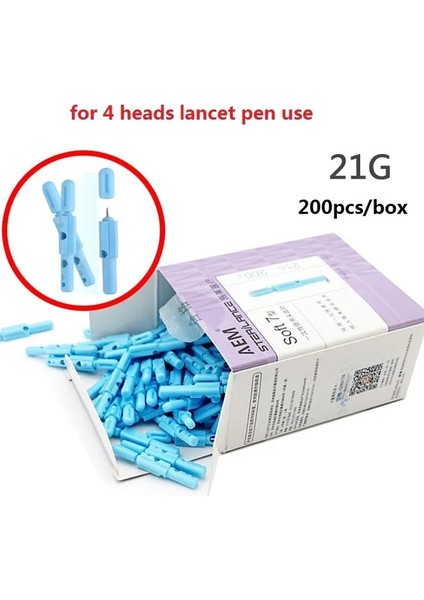 200 Adet Kan Toplama Kalemi Kan Alma Kalemi Lancet Kalem Metal Üç Iğneli Kalem Çok Dört Kafalı Kan Alma 21G Iğneler (Yurt Dışından)