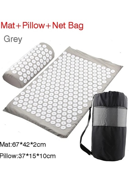 Gri Çantalı Acupressuur Mat Hoofd Hals Terug Voetmassage Kussen Kussen Yoga Spike Mat Anti-Stres Akupunktur Pedi Naald Masajı (Yurt Dışından) fiyatları