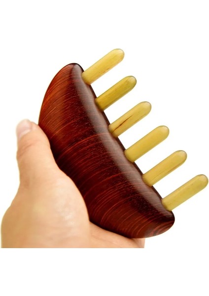 Altın 4 Tür Sandal Ağacı Boynuz Masaj Taraklar Kafa Meridyen Masaj Tarak Daha Kalın Geniş Dişler Akupunktur Noktası Basınç Terapisi Kafa Masajı (Yurt Dışından)
