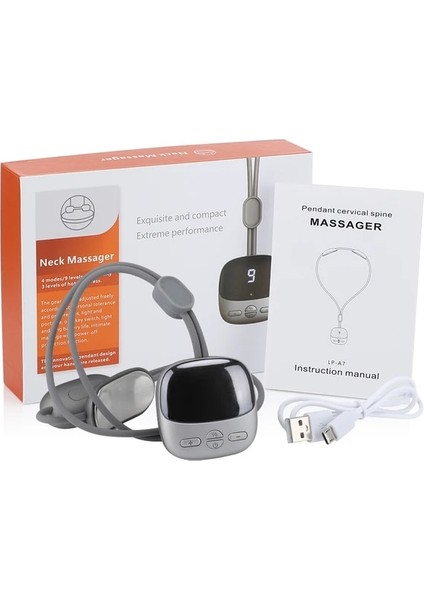 Şerit Rengi Elektrikli Isıtma Boyun Masajı Titreşim Sırt Omuz Ağrısı Giderici Ems & Tens Çift Darbe Servikal Vertebra Boyun Masajı (Yurt Dışından)