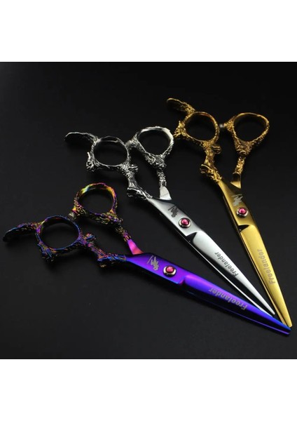 Şerit Kesme 6 "saç Makası Profesyonel Salon Kuaförlük Makas Japon Berber Makası Renkli Ejderha Kolu Şekillendirici Makas (Yurt Dışından) modelleri