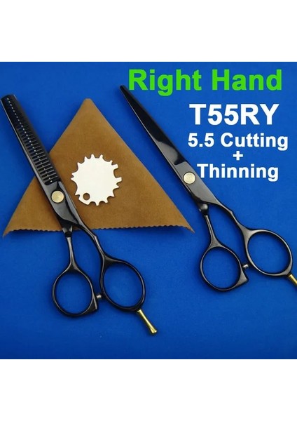 T55RY Japonya 440C Titanyum Qlating Berber Profesyonel Makas Kuaför Için 5.5/6.0 Kesme Inceltme Siyah Saç Makas Makası (Yurt Dışından) fiyatları