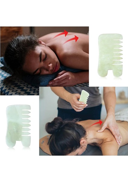 Stil B Zümrüt Doğal Yeşim Guasha Yüz Kazıyıcı Kafa Masaj Tarak Gua Sha Kazıma Saç Tarak Saç Derisi Bakımı Masaj Aracı Spa Tetik Nokta Terapisi (Yurt Dışından)