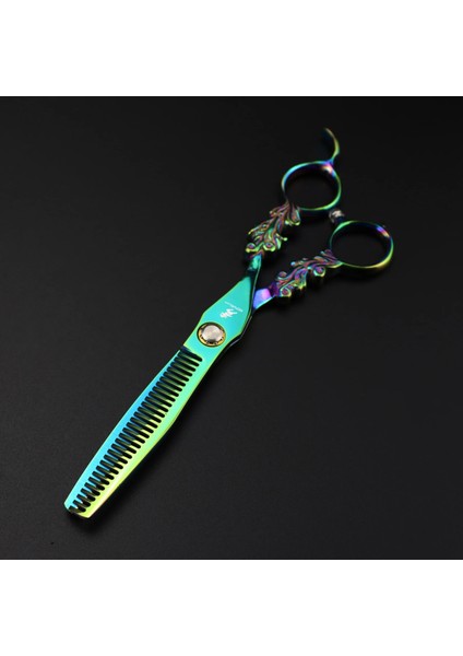 Set 6.0 "japonya 440C Profesyonel Kuaför Makas Kesim Berber Yeşil Çiçek Saç Kesimi Inceltme Makası Kuaförlük Aracı Makas (Yurt Dışından) indirimleri
