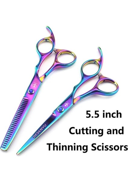 55 Inç Renk Yeni Profesyonel Kuaförlük Makas Saç Kesme Makas Seti Berber Makası Yüksek Kaliteli Salon 5.5/6.0 Inç Renk Sıyah (Yurt Dışından)