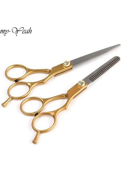 BLACK02 Inceltme Altın Profesyonel 6.0 Inç Paslanmaz Çelik Kuaför Saç Kesme Inceltme Makas Makas Kuaförlük Seti (Yurt Dışından) fiyatları