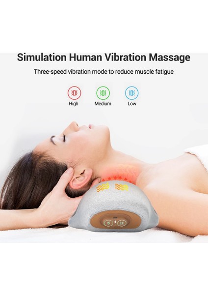 Gri Elektrikli Boyun Masaj Yastığı 3 Mod Isıtma Titreşim Masajı Boyun Sedye Desteği Servikal Boyun Çekiş Relax Masaj (Yurt Dışından)