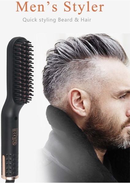 Siyah Ab Tak Yüksek Kaliteli 3'ü 1 Arada Elektrikli Seramik Sakal ve Saç Düzleştirici Fırçası Sakal Düzleştirme Tarağı Erkekler ve Kadınlar (Yurt Dışından) indirimleri