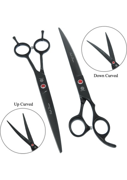 B0044B-03-75 8.0 "mor Dragan Profesyonel Pet Bakım Makası Japonya Çelik Köpek Kedi Kesme Inceltme Makas Kavisli Makaslar Clipper B0044B (Yurt Dışından) fırsatları