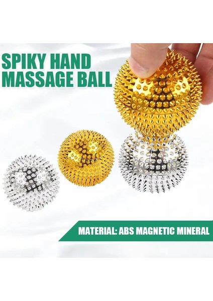 4.7 cm Altın 2 Adet El Manyetik Terapi Dikenli El Masaj Topu Basınç Tahliye Tetik Noktası Cep Masajı Sağlık Aracı (Yurt Dışından)