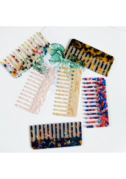 7 Minimalist Selüloz Asetat Masaj Saç Tarak Renkli Mermer Taş Leopar Baskı Saç Fırçası Anti-Statik Dikdörtgen Şekillendirici 28ED (Yurt Dışından) modelleri