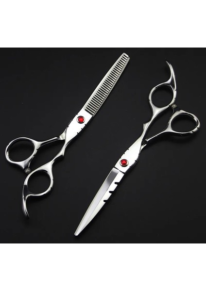Set Profesyonel 6 Inç ve 5.5 Inç Kırmızı Mavi 440C 9CR13 Sıcak Makaslar Makas Kesme Berber Kesim Saç Makas Seti Kuaförlük Makas (Yurt Dışından)