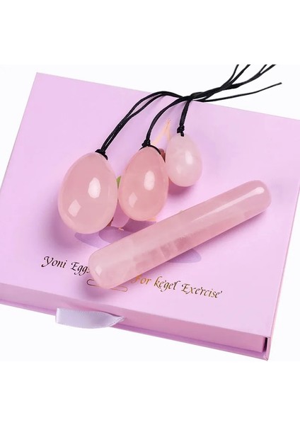 Delinmiş Yumurta-Küçük Doğal Gül Kuvars Yoni Yumurta Seti Yeşim Yumurta Vajinal Kas Sıkılaştırıcı Kegel Egzersiz Kristal Yoni Değnek Kadınsı Hijyen Masaj Taşı (Yurt Dışından)