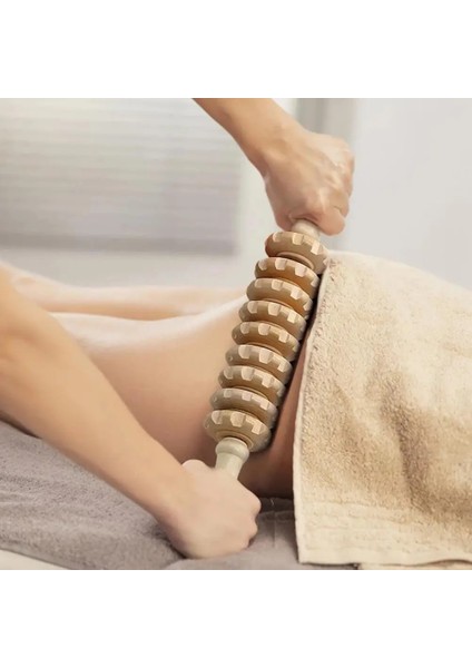 C Vücut Fasya Masajı Kaymaz Sap Ahşap Yivli Dişli Kolları Bacaklar Uyluk Kalçalar Sırt Gevşemesi Için Pürüzsüz Rulo Masajı (Yurt Dışından) modelleri