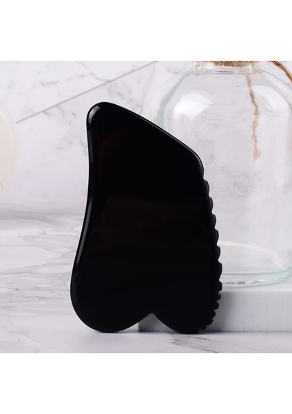 1 Adet Siyah Obsidyen Tarak Testere Dişi Gua Sha Aracı Masaj Baş Boyun Sağlık Vücut Yüz Doğal Taş Kristal Kazıma Tahtası Masajı (Yurt Dışından) modelleri