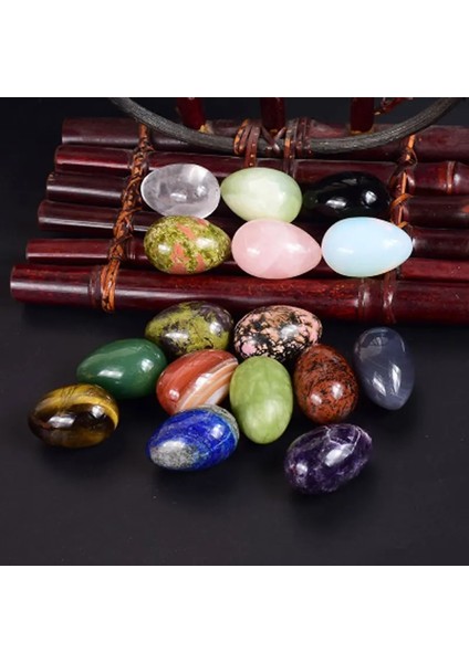 Kanlı Taş 45*30MM Gül Kuvars Yoni Yumurta Seti Deliksiz Yeşim Yumurta Kadın Kegel Egzersiz Vajinal Kas Sıkma Kristal Toplar Masaj (Yurt Dışından)