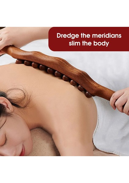 Resimde Gösterildiği Gibi 20 Boncuk Masaj Vücut Doğal Kömürleşmiş Kayın Ahşap Kazıma Masaj Sopa Sırt Masajı Spa Terapi Noktası Guasha Rahatlama Aracı (Yurt Dışından)