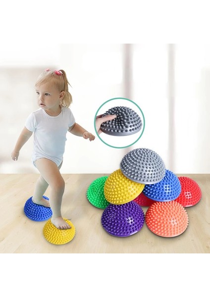 Pembe 16 cm Yoga Topu Pvc Şişme Masaj Noktası Yarım Fit Top Denge Eğitmen Sabitleyici Spor Pilates Fitness Dengeleme Masaj Topu (Yurt Dışından) modelleri