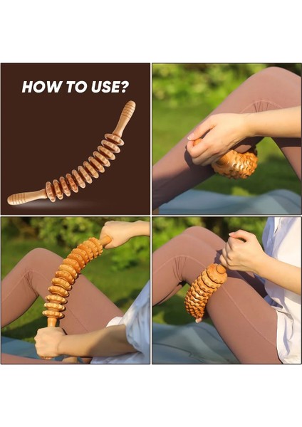 1 Adet Doğal Ahşap Terapi Masaj Seti Kavisli Masaj Rulo Sopa Vücut Şekillendirici Rahatlatıcı, Kas Sertliği Sırt Masajı (Yurt Dışından) fırsatları