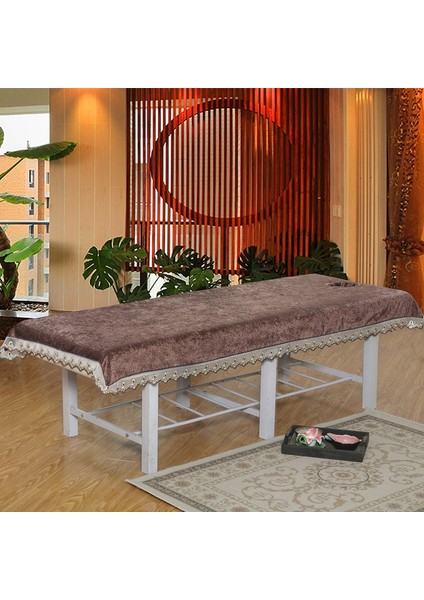 Kahve Hiçbir Delik 120CM230CM Pamuk Şönil Çift Taraflı Kısa Kazık Dantel Kalınlaşmak Güzellik Vücut Yatak Örtüsü Masaj Çarşafı (Yurt Dışından)